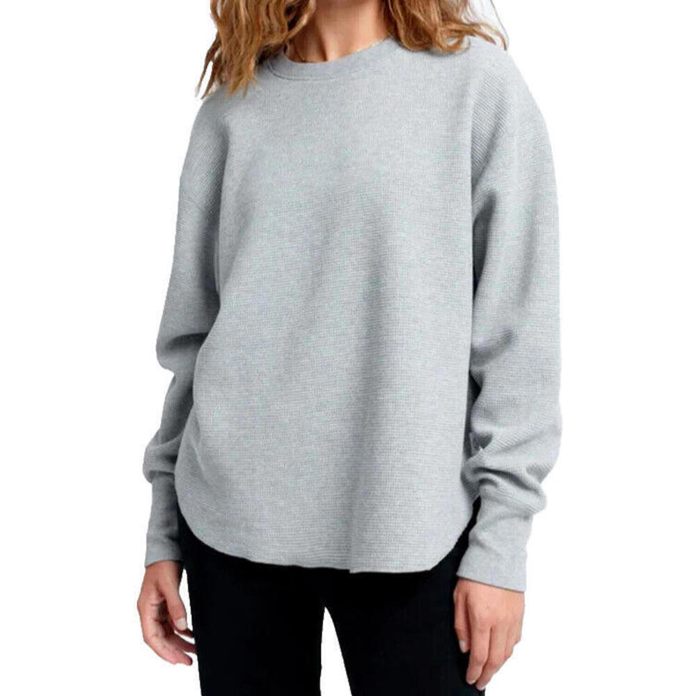 Reigning Champ Womens Small Heather Grey Flatback Thermal Shirt Relaxed Crewneck